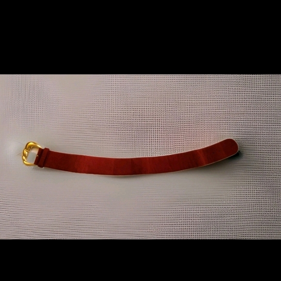 Y2K ANNE KLEIN Red Suede Leather Belt with Gold Buckle Sz M - Picture 4 of 7